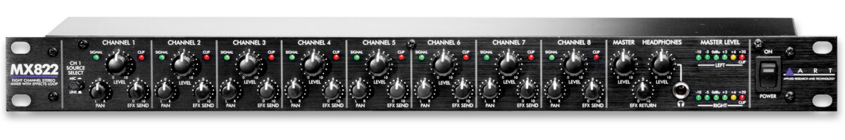 ART MX822 8-Channel Rack Mount Stereo Mixer