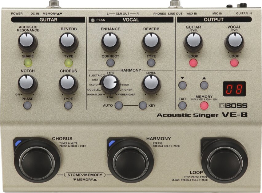 Boss VE-8 Acoustic Singer Vocal Effects Pedal
