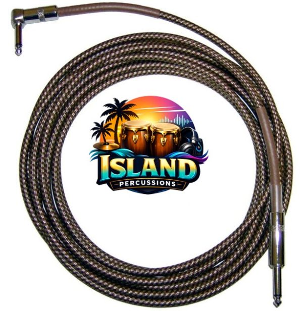 CBI Braided Instrument Cable with Right Angle (Vintage Tweed)