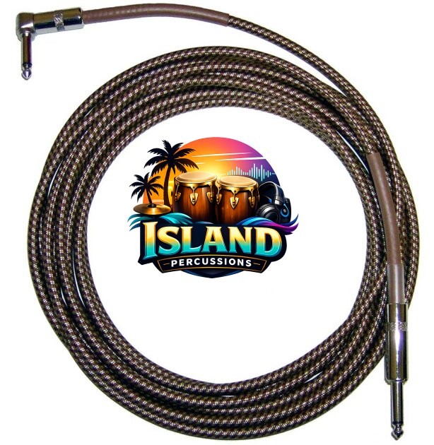 CBI Braided Instrument Cable with Right Angle (Vintage Tweed)