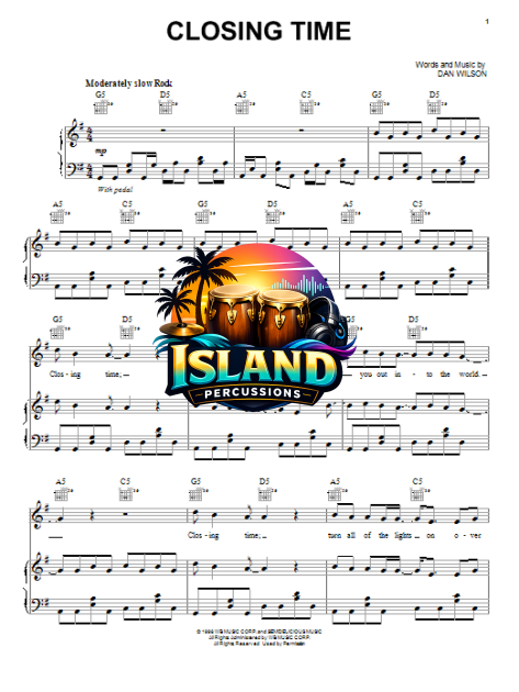 Closing Time - Piano/Vocal/Guitar