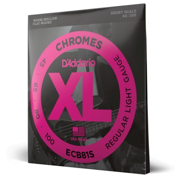 D'Addario ECB81S Chromes Flatwound Bass String (Regular Light, Short Scale)