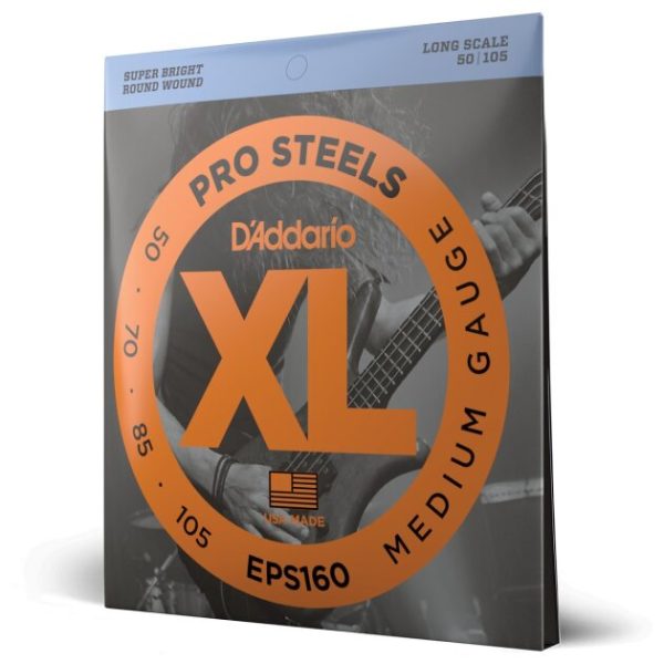 D'Addario EPS160 XL ProSteels Medium Gauge/Long Scale Bass Strings