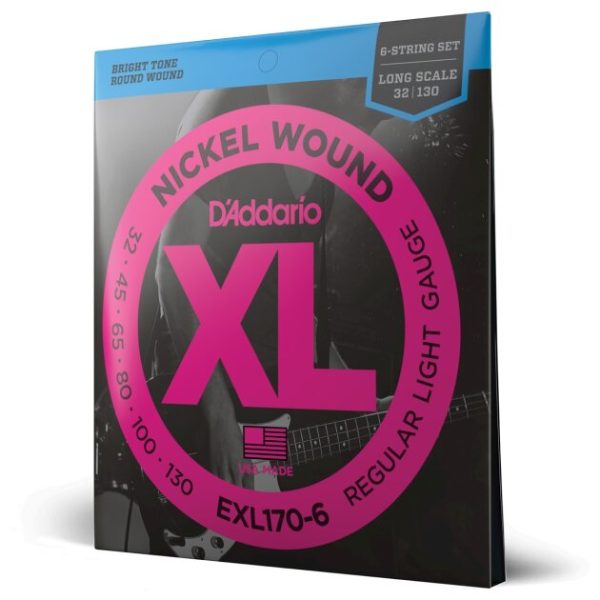 D'Addario EXL170-6 XL Nickel Wound 6-String Bass Strings (Regular Light, Long)