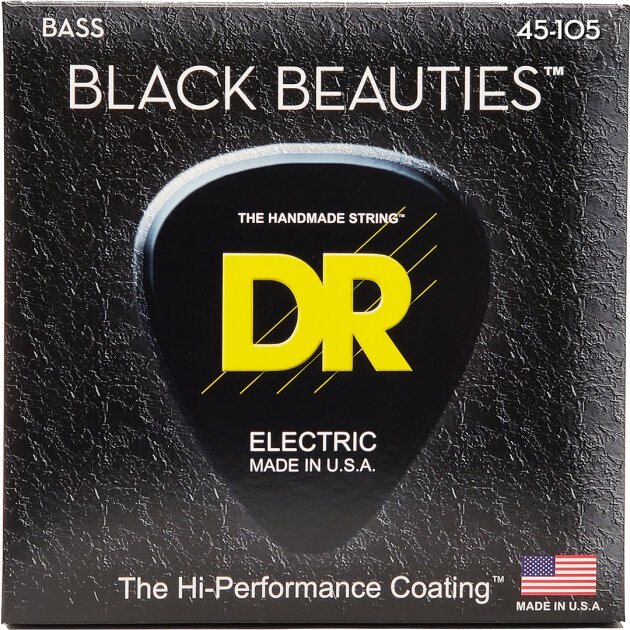 DR Strings BKB45 Black Beauties Electric Bass Strings (Medium, 45-105)