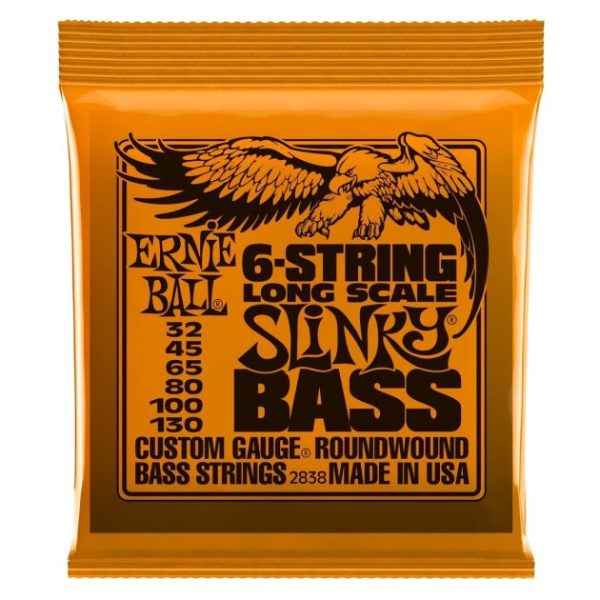 Ernie Ball 2838 6-String Long Scale Slinky Bass Electric Bass Strings (32-130)