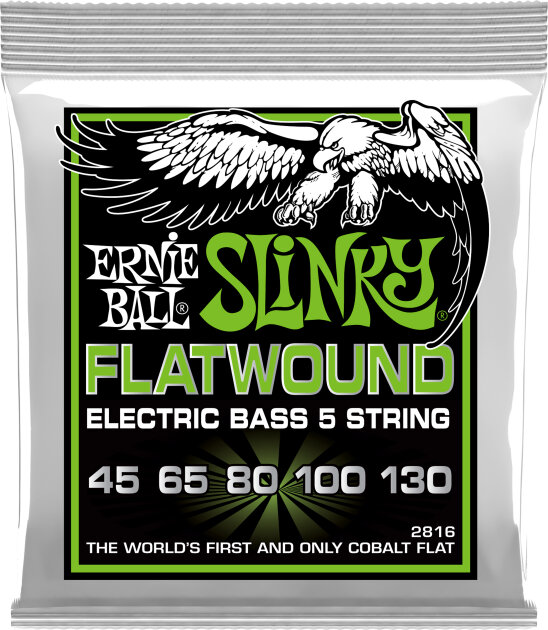 Ernie Ball P02816 Slinky 5-String Flatwound Bass Strings (45-130)