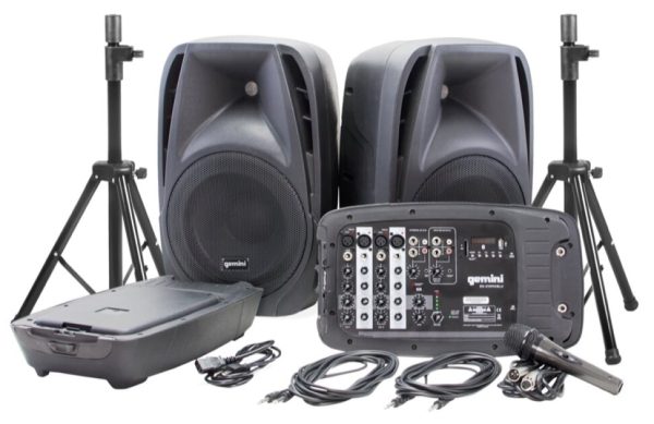 Gemini ES-210MXBLU-ST Portable PA System with Speaker Stands