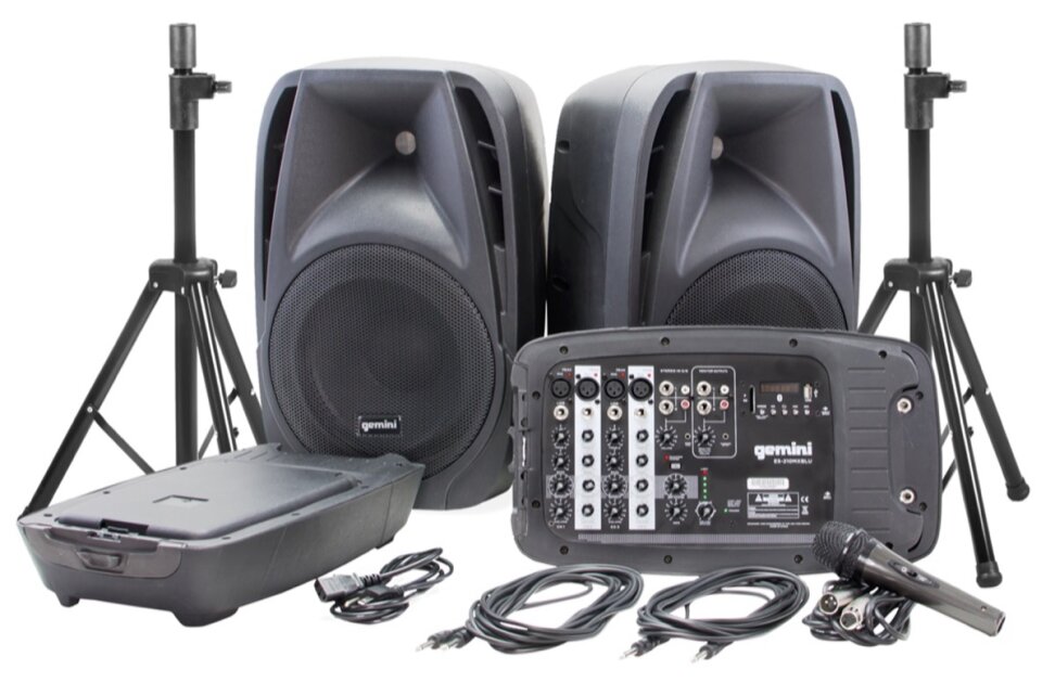 Gemini ES-210MXBLU-ST Portable PA System with Speaker Stands