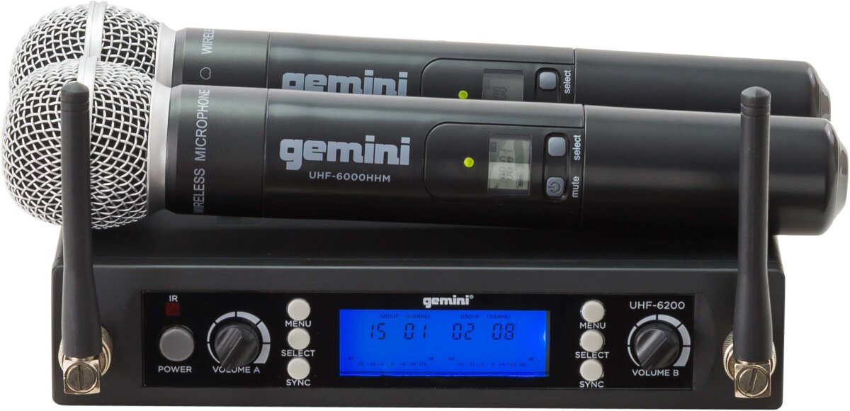 Gemini UHF 6200M Dual Wireless Handheld Microphone System