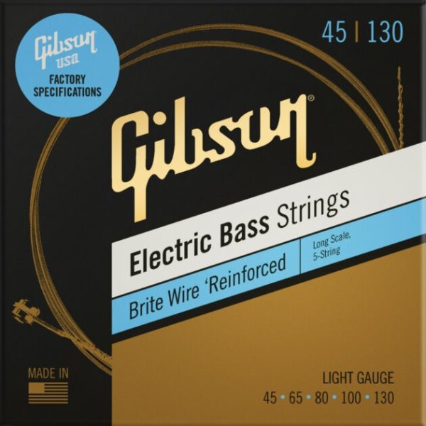 Gibson Brite Wire Long Scale Bass Guitar Strings, 5-String