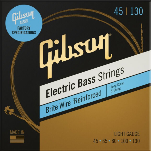Gibson Brite Wire Long Scale Bass Guitar Strings, 5-String
