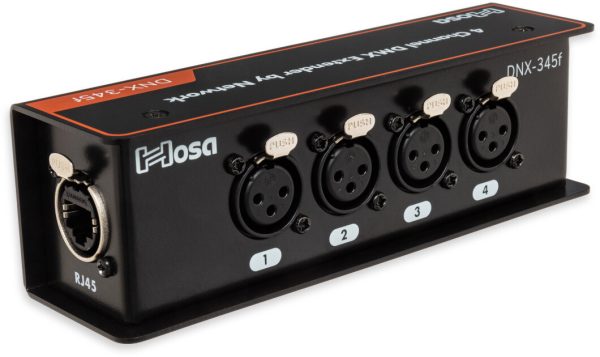 Hosa DNX-345f DMX/AES/Analog Audio Extender, 3-Pin XLR Female to Ethernet/RJ45/CAT5e/CAT6