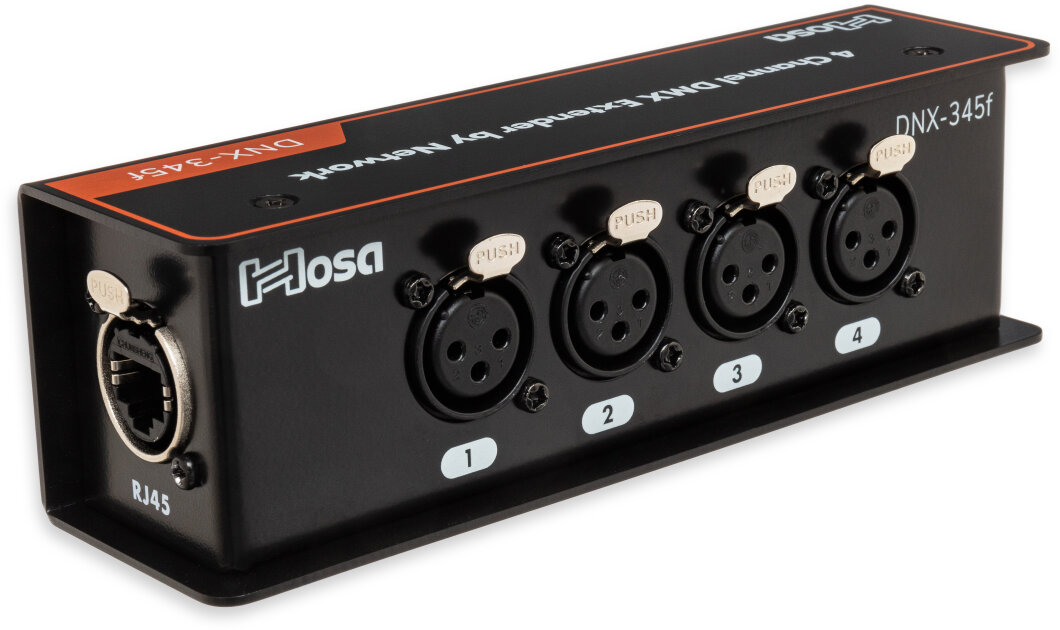 Hosa DNX-345f DMX/AES/Analog Audio Extender, 3-Pin XLR Female to Ethernet/RJ45/CAT5e/CAT6