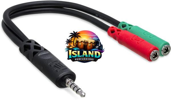 Hosa Headset/Mic Breakout Cable, 3.5 mm TRRS to Dual 3.5 mm TRS-F
