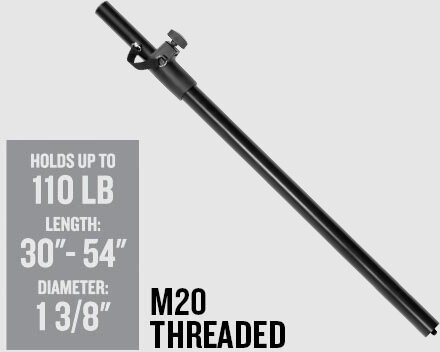 Mackie SPM400 M20 Threaded Sub Pole for DRM18S, Thump115S, Thump118S