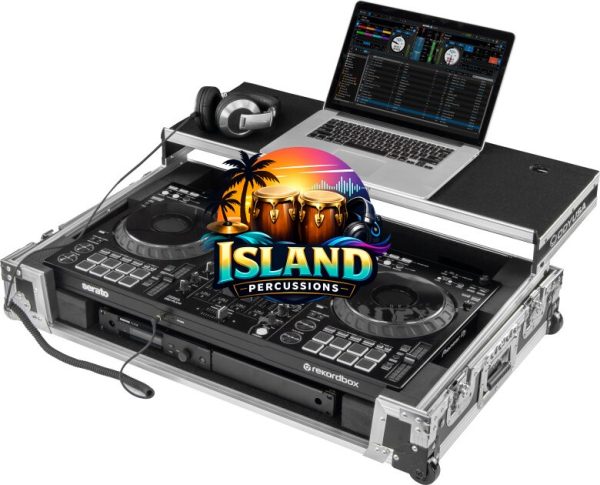 Odyssey 1U Flight Case for DDJ-FLX10 with Glide Style Laptop Platform and Corner Wheels