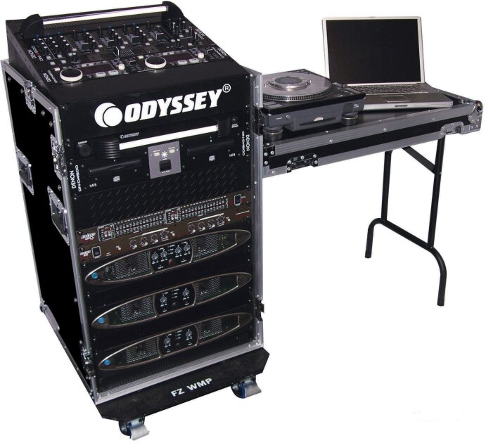 Odyssey FZ1116WDLX Flight Zone Combo Rack Case with Casters and Workstation Table