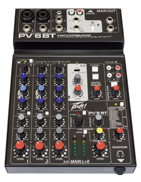 Peavey PV-6BT Stereo Bluetooth Mixer, 6-Channel