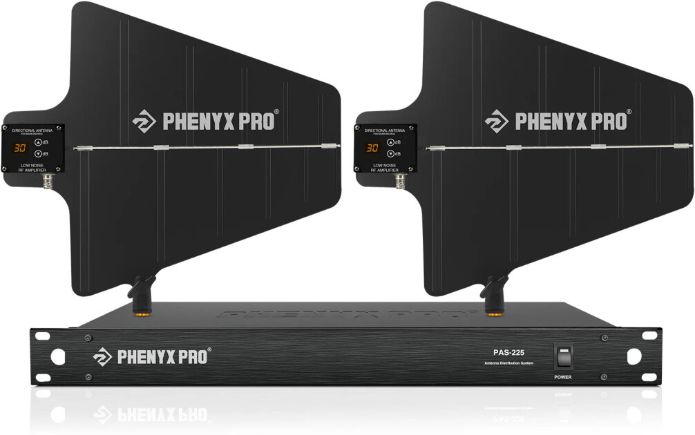 Phenyx Pro PAS-225X Antenna Distribution System Bundle for UHF Wireless Microphone Systems
