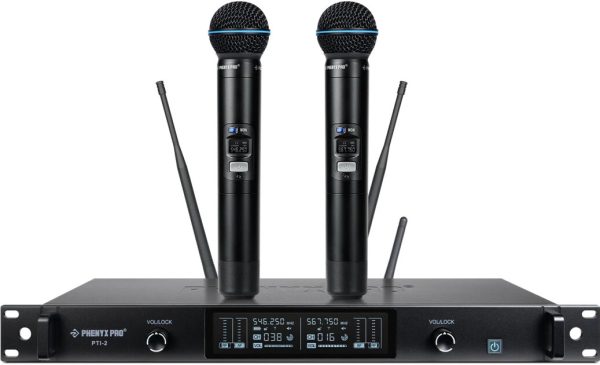 Phenyx Pro PTI-2-2H Auto-Scanning Dual-Channel Handheld Wireless Microphone System