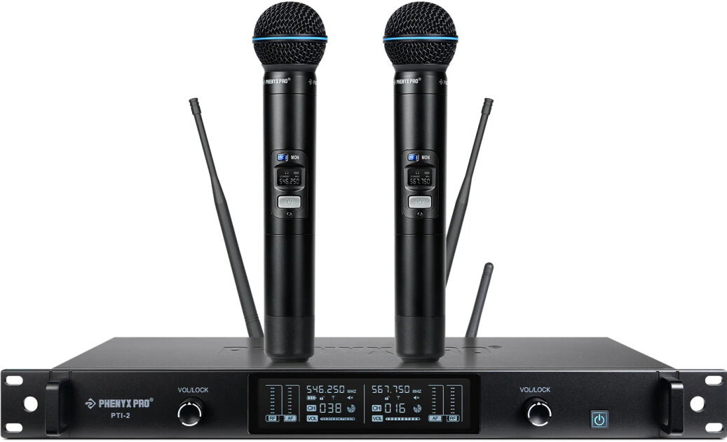 Phenyx Pro PTI-2-2H Auto-Scanning Dual-Channel Handheld Wireless Microphone System