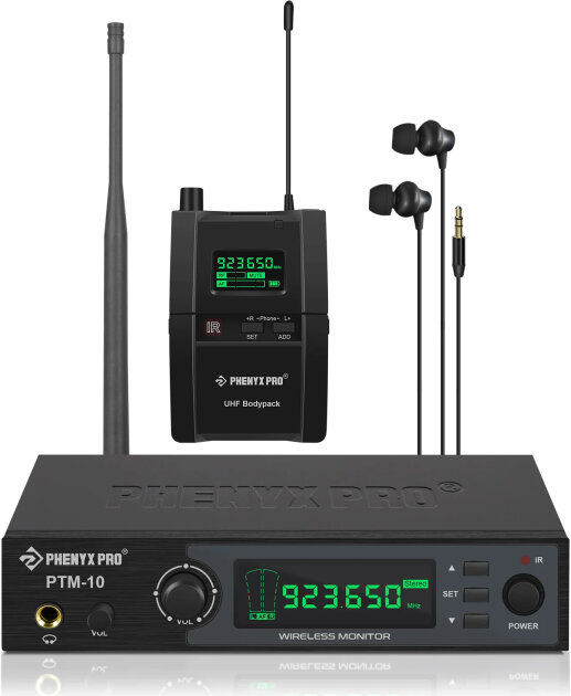 Phenyx Pro PTM-10-1B UHF Stereo Wireless In-Ear Monitor System