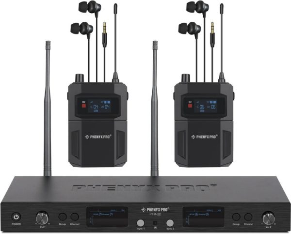 Phenyx Pro PTM-22-2B UHF Mono Dual-Channel Wireless In-Ear Monitor System