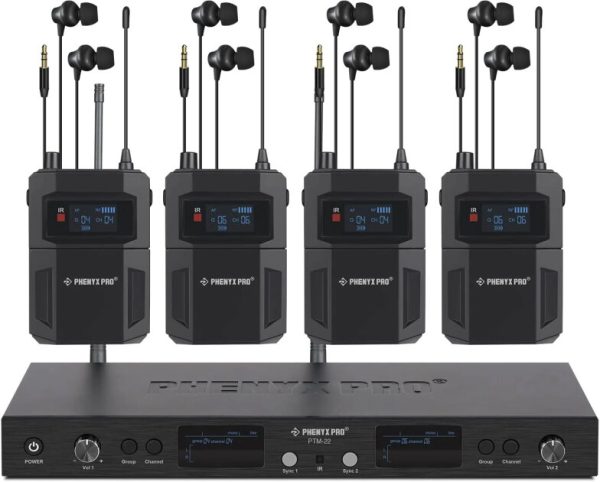 Phenyx Pro PTM-22-4B UHF Mono 4-Bodypack/Dual-Channel Wireless In-Ear Monitor System