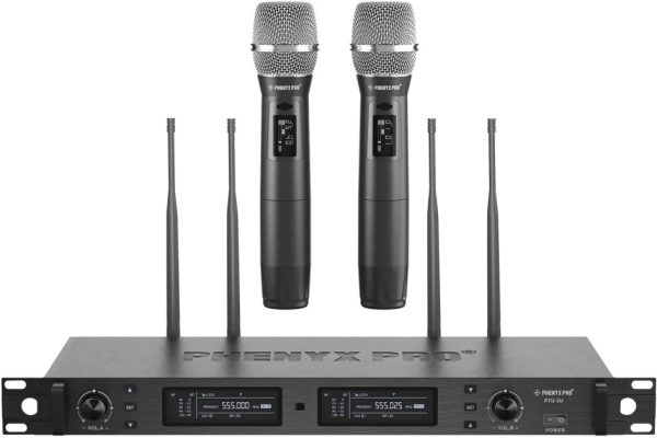 Phenyx Pro PTU-2U-2H Dual-Channel UHF Handheld Wireless Microphone System
