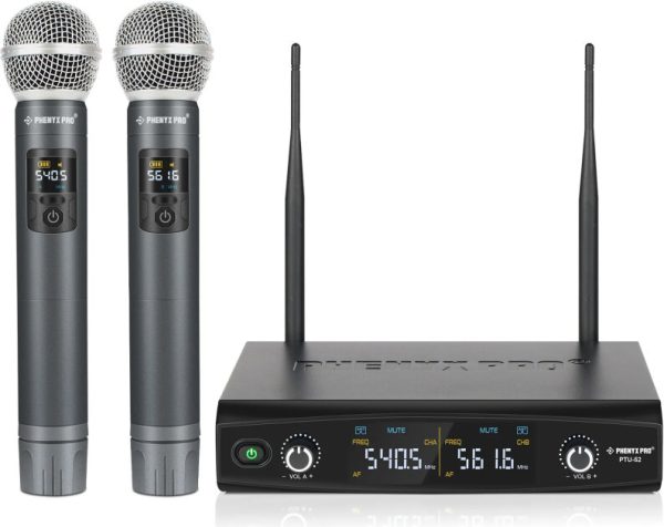 Phenyx Pro PTU-52-2H Dual-Channel UHF Wireless Handheld Microphone System