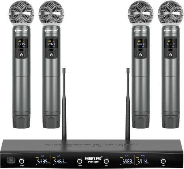 Phenyx Pro PTU-5200-4H 4-Channel UHF Handheld Wireless Microphone System