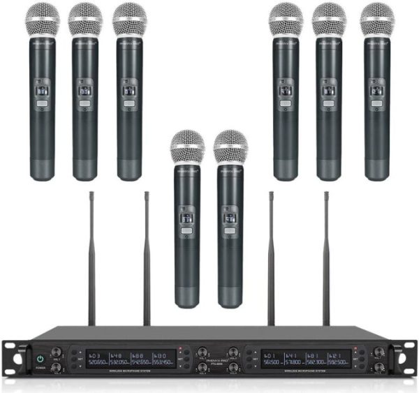 Phenyx Pro PTU-6000-8H 8-Channel UHF Handheld Wireless Microphone System