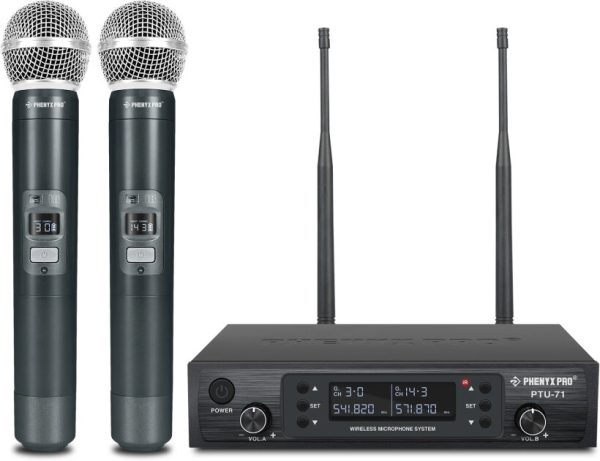 Phenyx Pro PTU-71-2H Dual-Channel UHF Handheld Wireless Microphone System