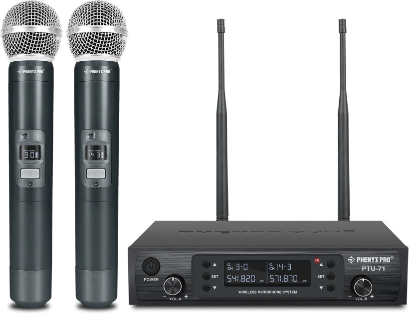Phenyx Pro PTU-71-2H Dual-Channel UHF Handheld Wireless Microphone System