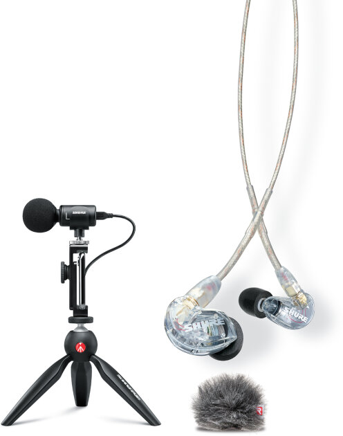 Shure MOTIV MV88 Plus Portable Videography Kit (With SE215 Earphones and AMV88-Fur Windjammer)