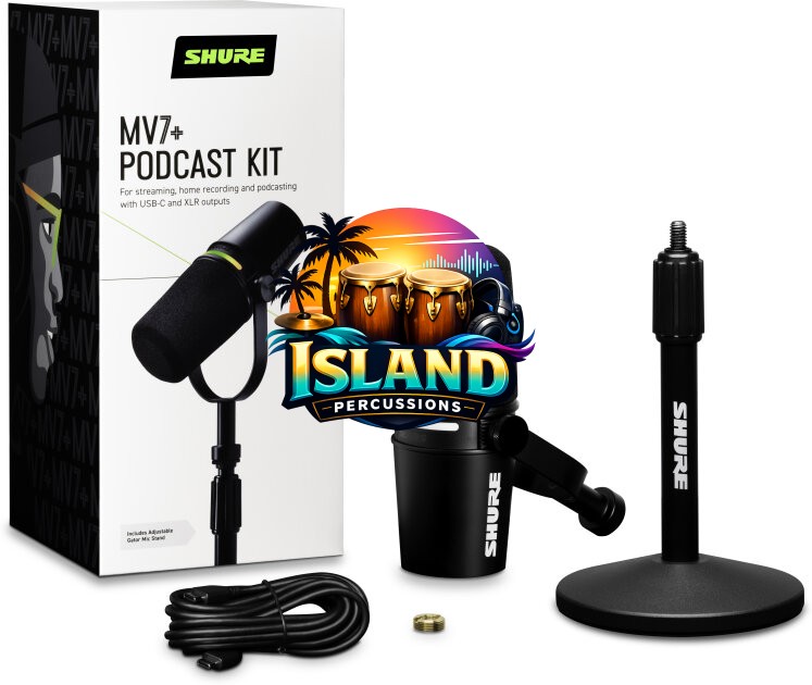 Shure MV7+ Podcast Kit with Hybrid USB/XLR Microphone and Stand
