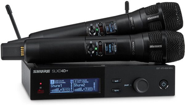 Shure SLXD24D+/N8C Dual-Channel Wireless System with Two Handheld Nexadyne 8/C Microphones