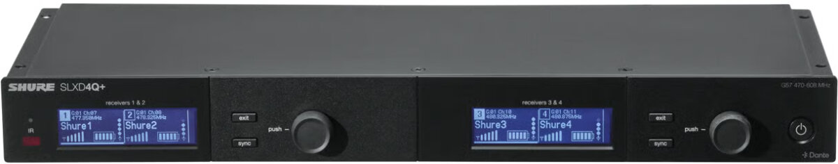 Shure SLXD4QDAN+ Quad-Channel Digital Wireless Receiver with Dante Audio