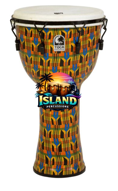 Toca Freestyle Mechanically-Tuned Kente Cloth Djembe