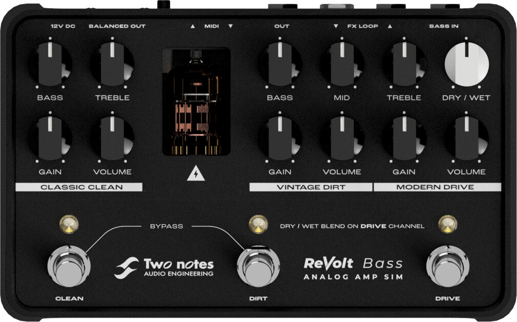Two Notes ReVolt Bass 3-Channel Analog Amp Simulator Preamp Pedal