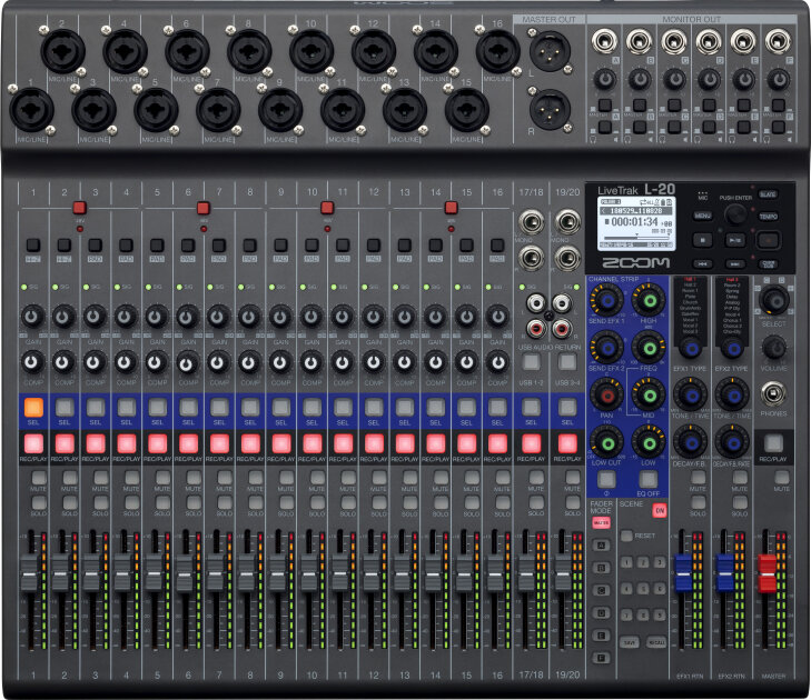 Zoom LiveTrak L-20 Digital Mixer and Multi-Track Recorder, 20-Channel